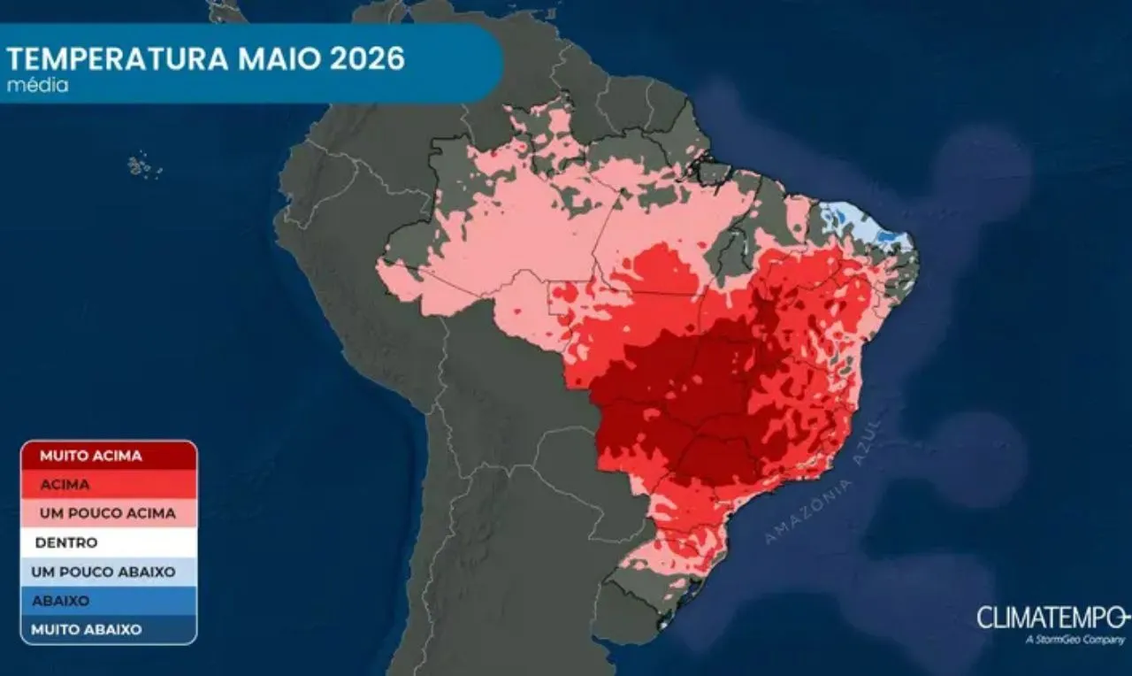 O mapa mostras o comportamento da temperatura no decorrer do m&ecirc;s de Maio